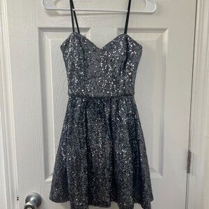 Windsor Gunmetal Sequin Strapless Minidress Sz 1/2 Small